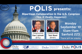 Event poster for Dan Lipinski and Tom Reed talk